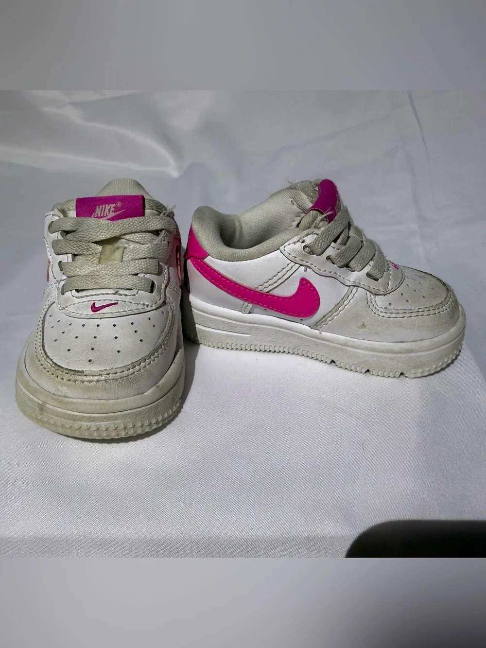 Nike Air Force 1 Low White Pink Girls Sneakers Size 3.5Y (Youth) Toddler